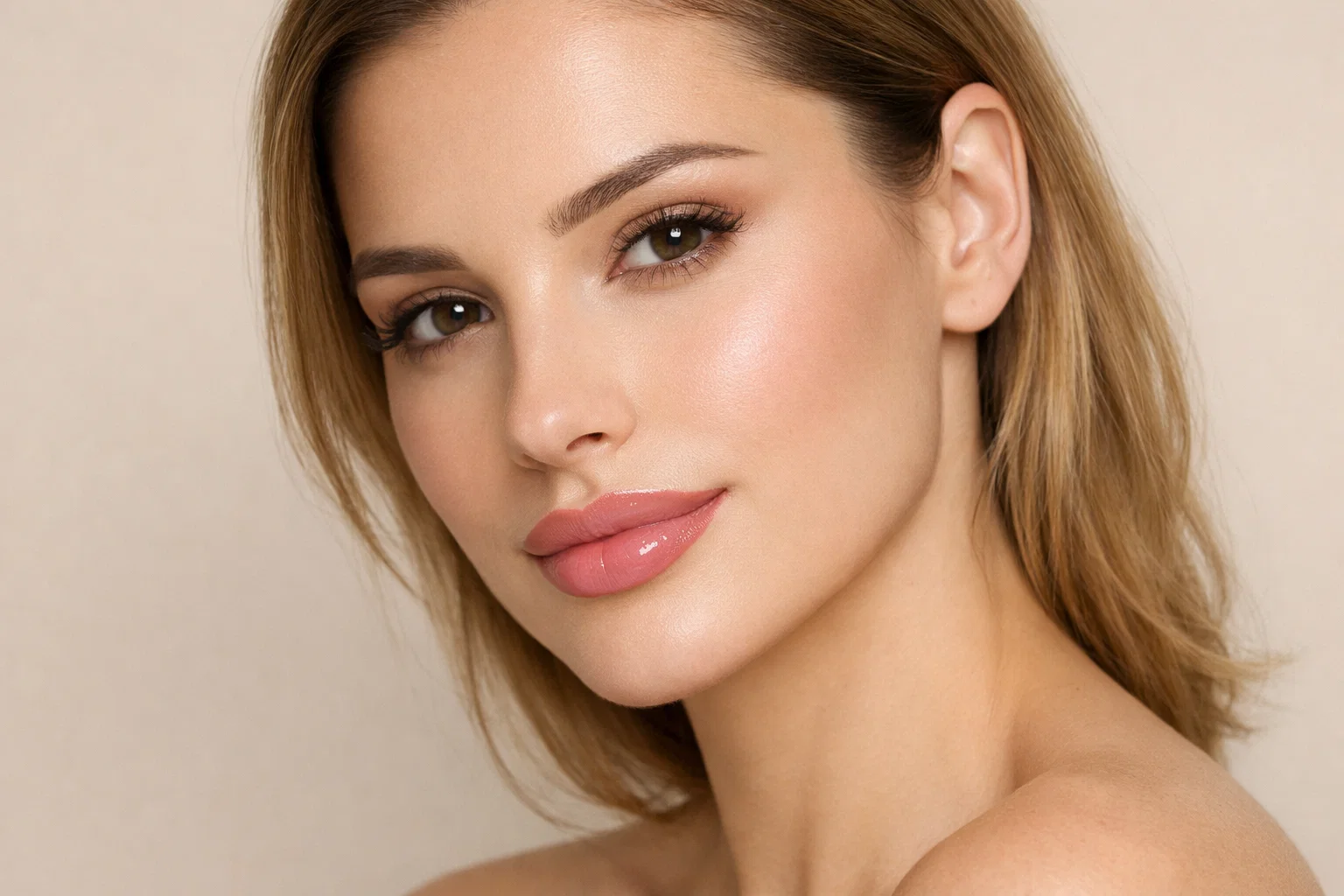 Woman showing results of advanced lip filler injection techniques with natural precise enhancement