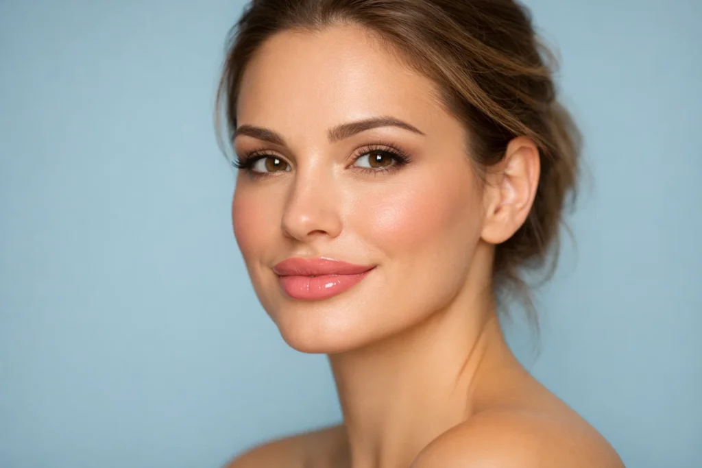 Woman showcasing benefits of professional lip fillers with enhanced volume and natural appearance.
