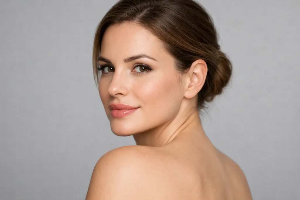 Woman displaying natural lip filler results while choosing best dermal filler brands for enhancement