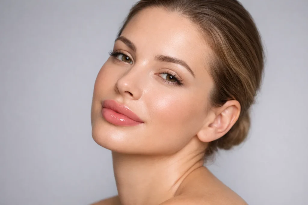 Professional lip filler treatment result showing enhanced lip volume and natural definition.