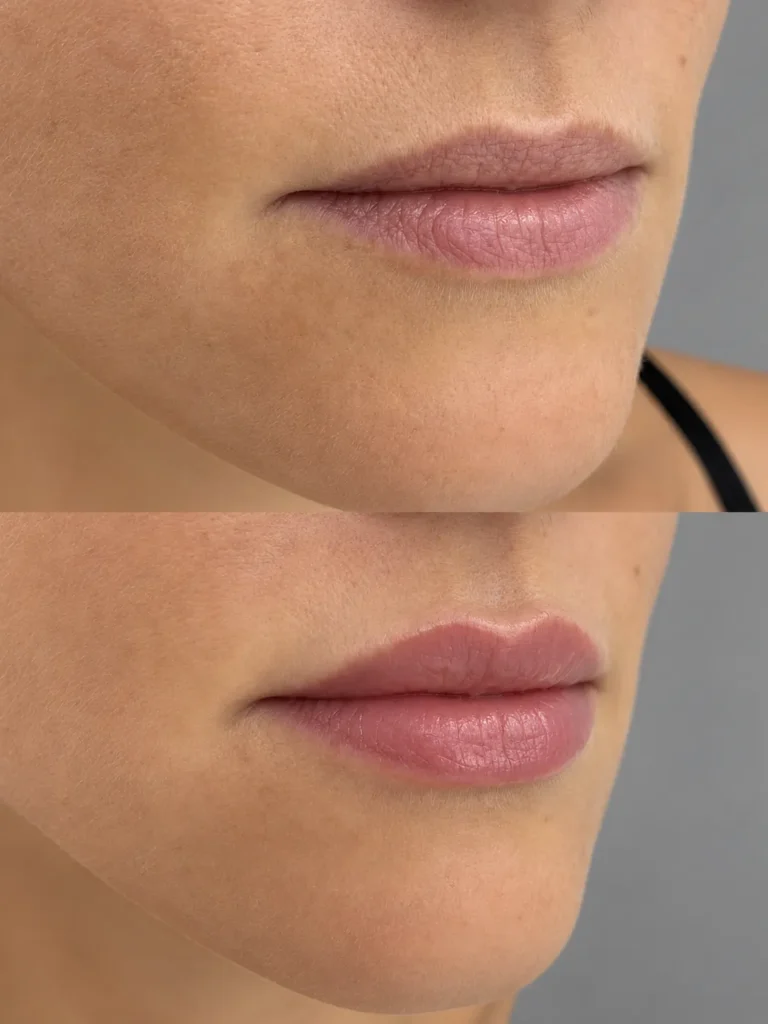 Before and after natural lip filler