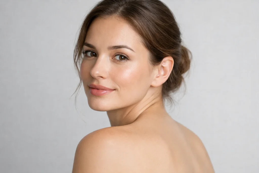 Woman maintaining healthy lips and preventing cold sores after filler treatment