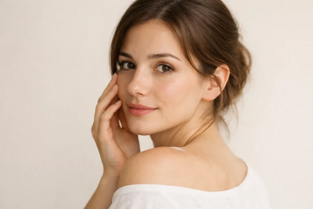 Young woman learning about how hyaluronic acid fillers interact with the body during pregnancy