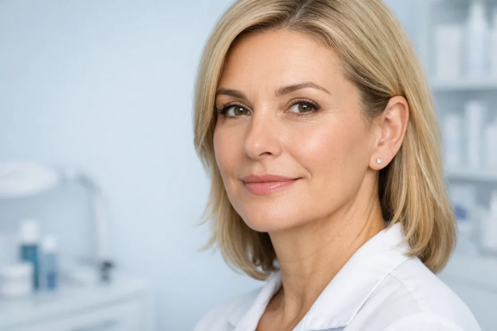 Patient showing benefits of smoker's lines filler treatment with smooth perioral results