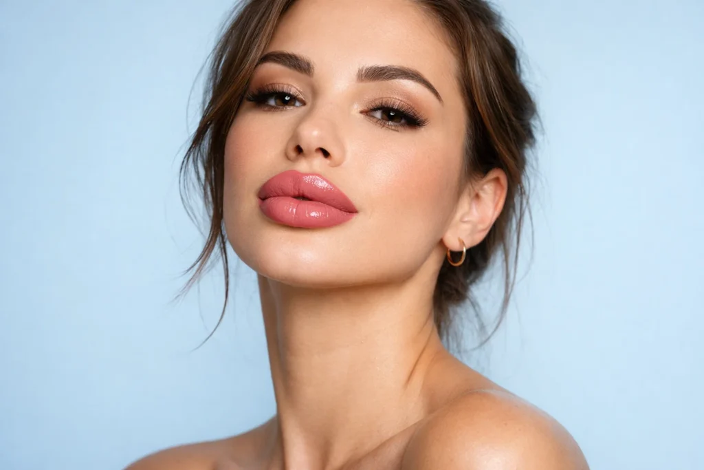 Woman showing different lip filler types and their expected durability in aesthetic treatment