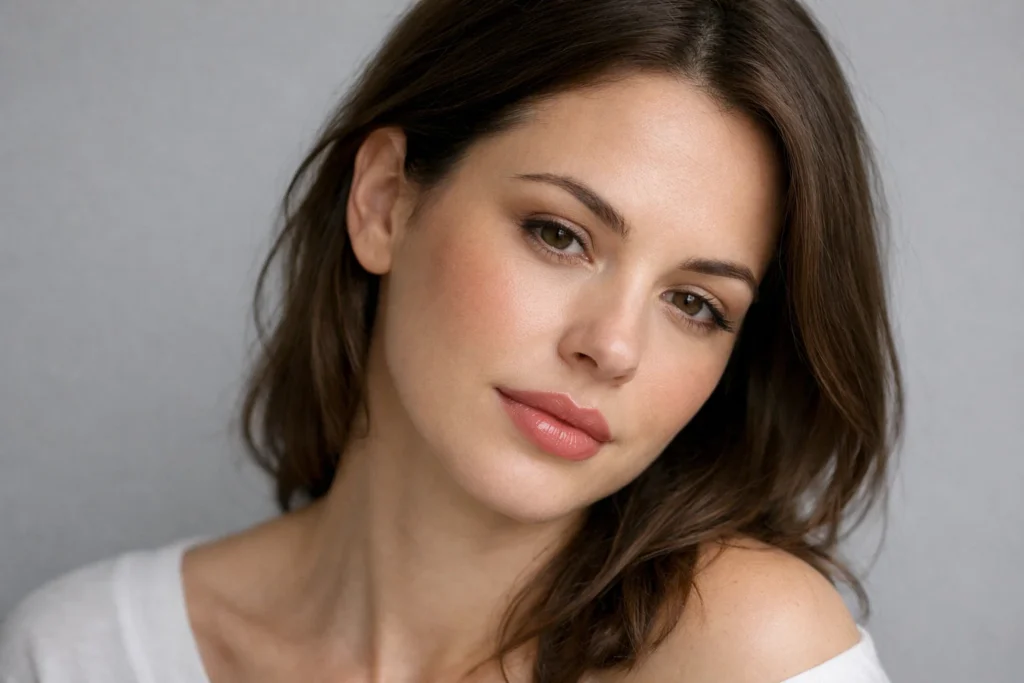 Woman demonstrating signs indicating need for lip filler maintenance and touch-up treatment