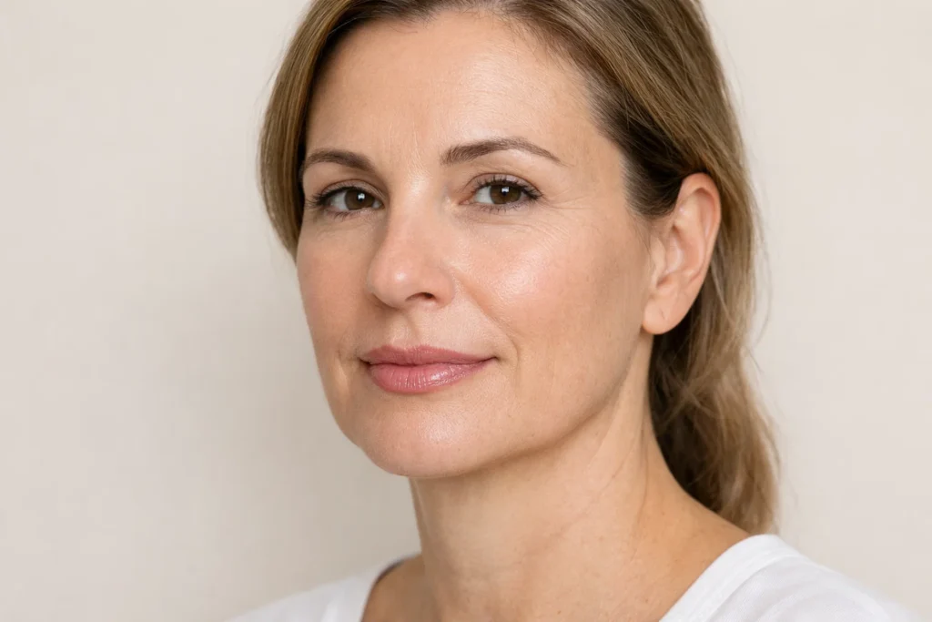 Professional demonstration of smoker's lines treatment process at London aesthetic clinic