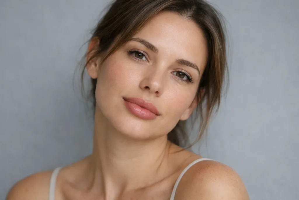 Woman displaying natural lip filler results showing temporary enhancement and longevity of treatment