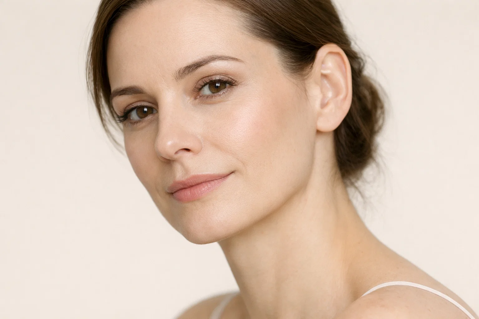 Woman with naturally thin lips before dermal filler treatment at London aesthetic clinic