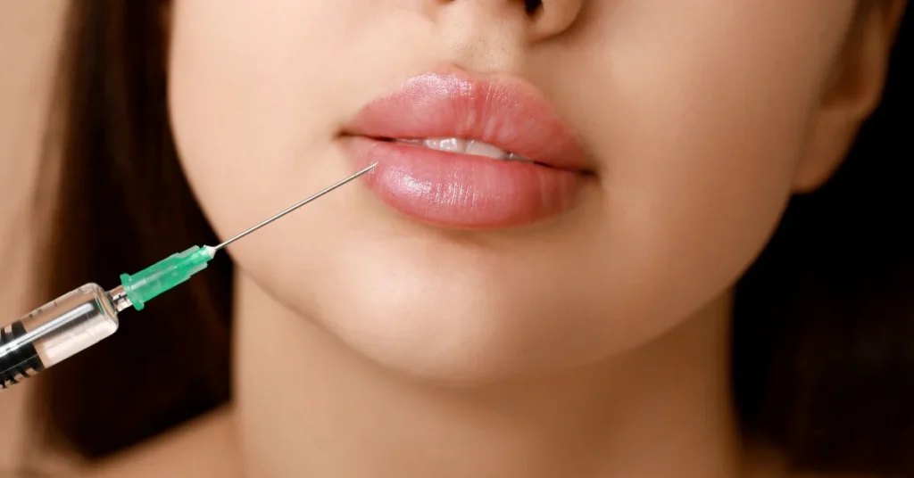 Step-by-step overview of professional lip filler injection procedure in Kensington medical clinic.