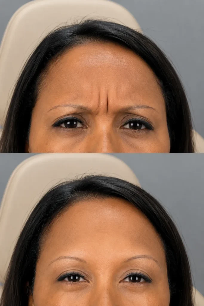 Benefits of frown lines anti-wrinkle treatment, including smoother skin and softer facial expression lines