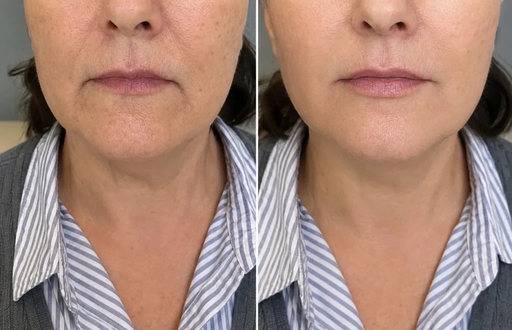 Benefits of marionette line filler treatment, including softer facial folds and improved lower-face definition