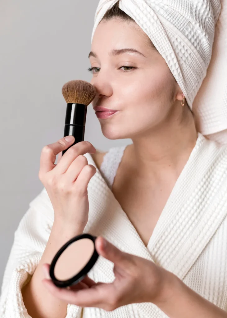 Gentle makeup application after Botox treatment to avoid pressure on treated areas