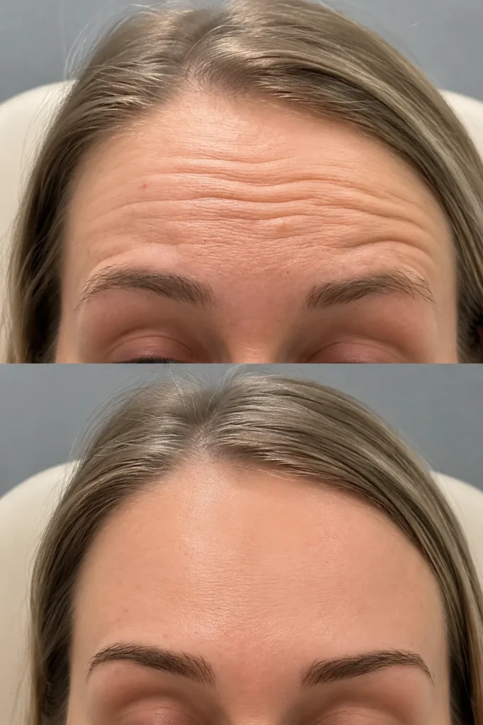 Forehead muscle relaxing treatment designed to reduce visible expression lines