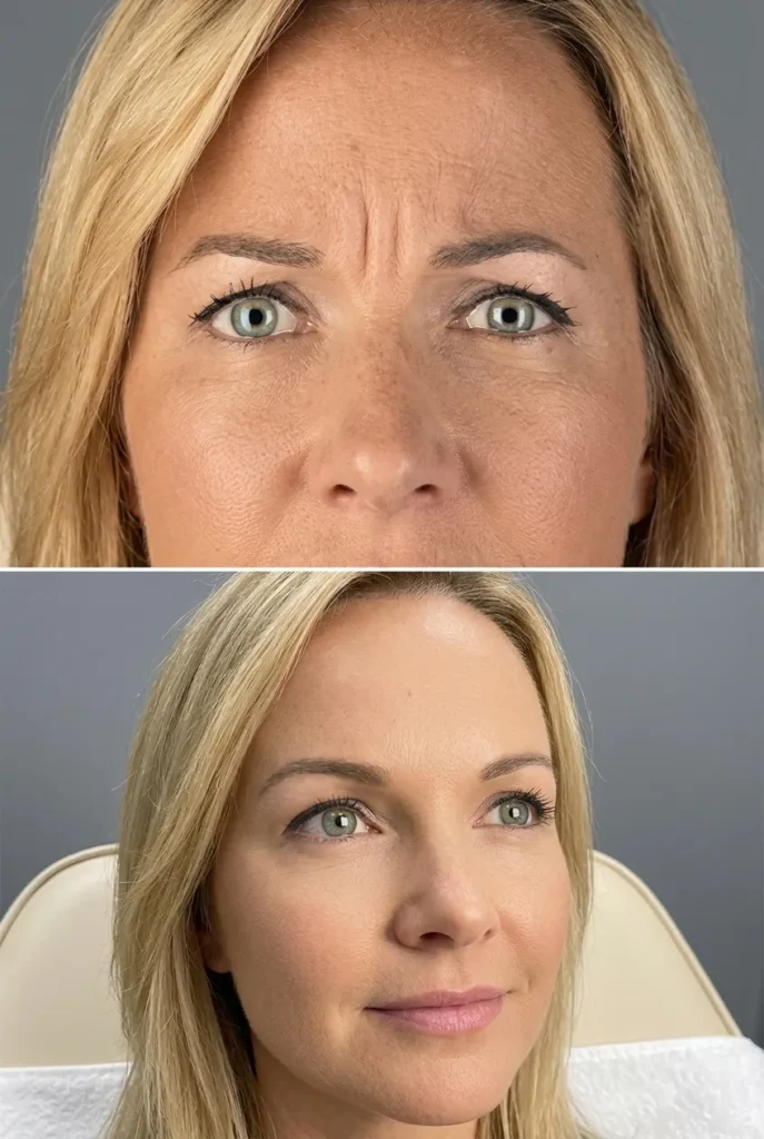 Treatment designed to relax muscles causing frown lines and improve facial appearance