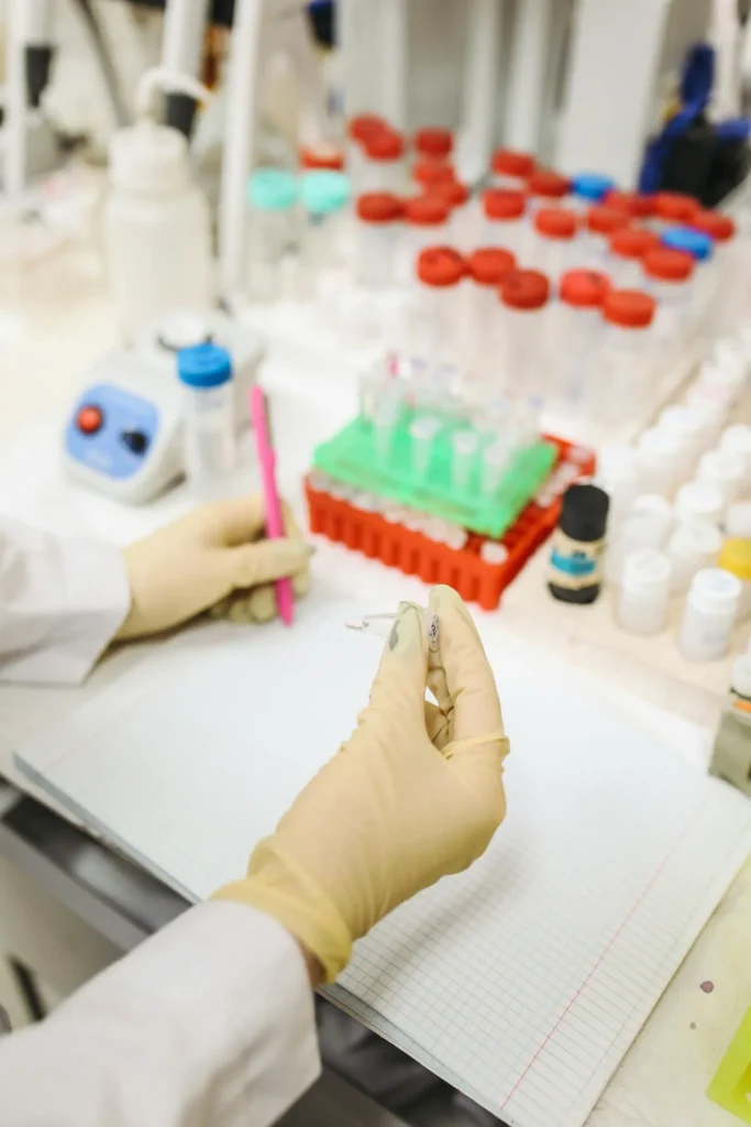 Scientific laboratory equipment and research setting representing the safety testing, regulatory review, and clinical evaluation of Botox treatments.