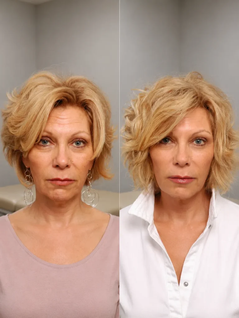 Side-by-side comparison showing reduction in deep facial lines after Botox treatment