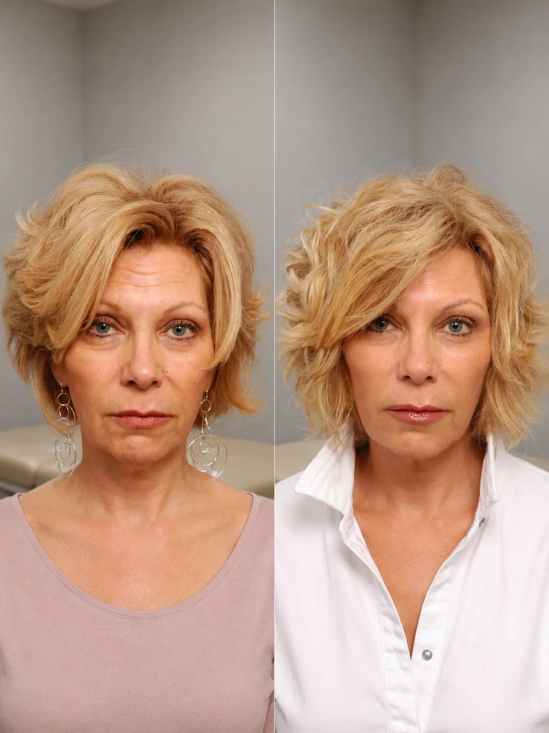 Side-by-side comparison showing reduction in deep facial lines after Botox treatment