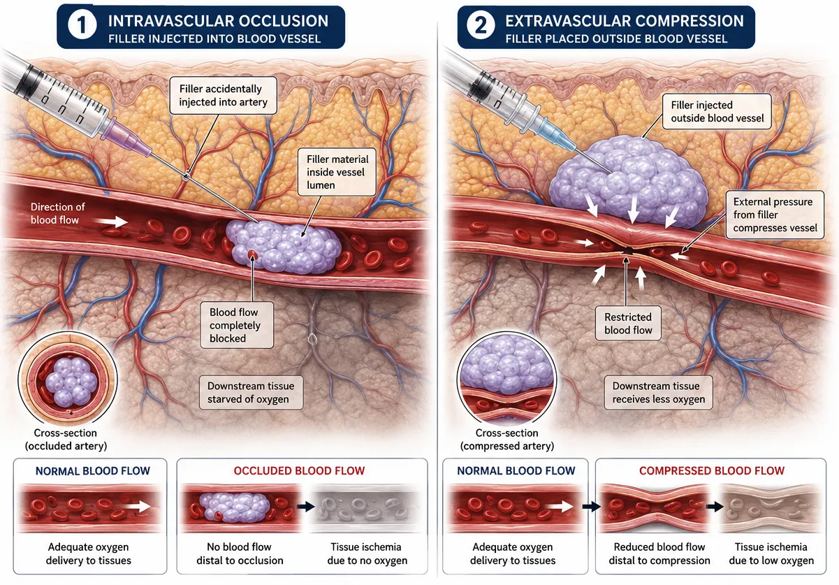 Showing how dermal fillers can affect blood flow within facial blood vessels