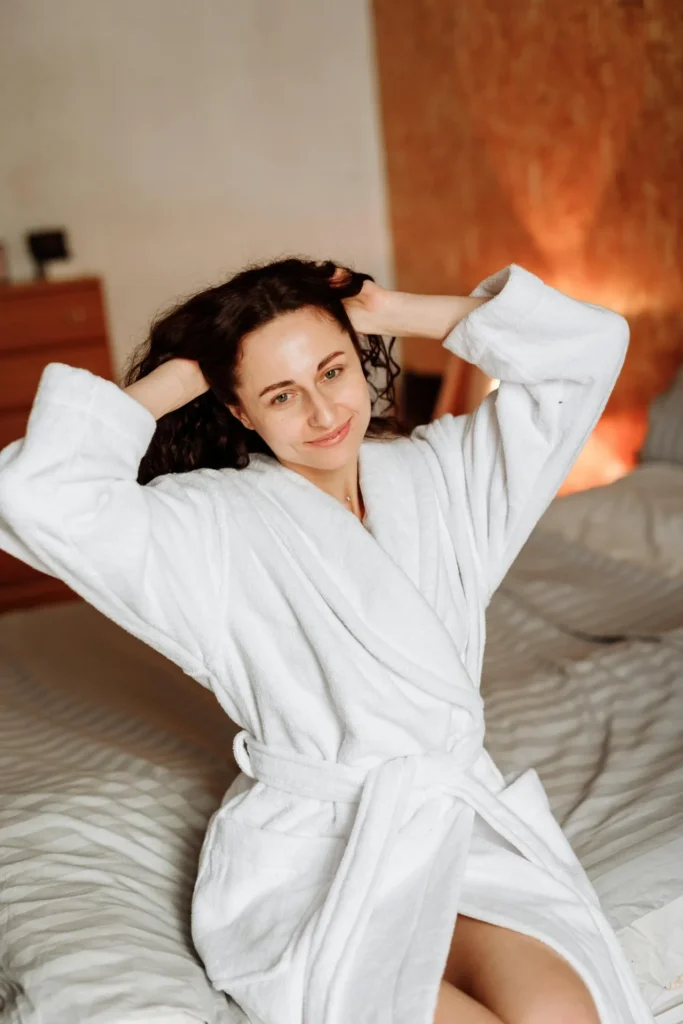 Resting after microneedling treatment during recovery period.