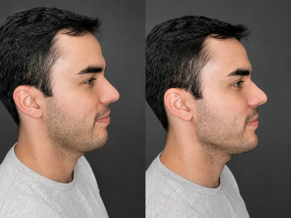 Before and after chin filler