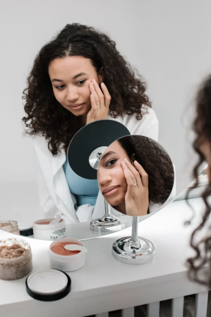 Woman with refreshed under-eye appearance after tear trough filler treatment