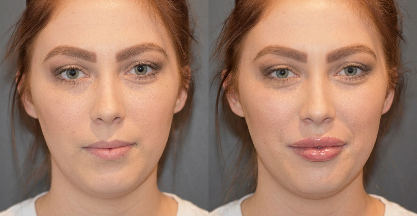 Woman with naturally thin lips before dermal filler treatment at London aesthetic clinic