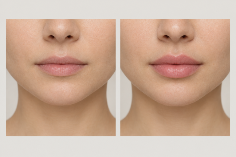 Subtle 0.5ml lip filler natural enhancement illustration