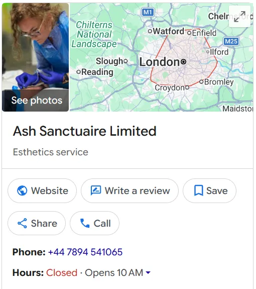 Ash Sanctuaire Limited Google Maps profile 