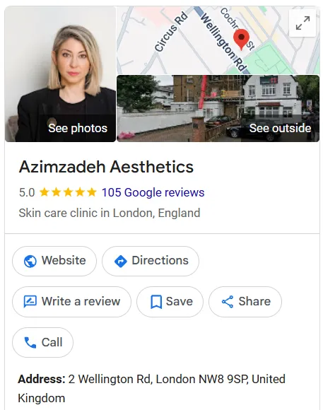Azimzadeh Aesthetics Google Maps profile