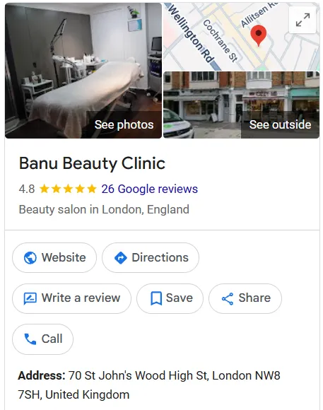Banu Beauty Clinic Google Maps profile