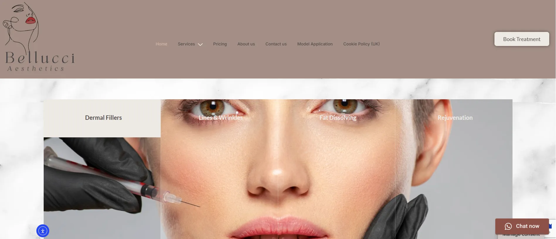 Bellucci Aesthetics London main page