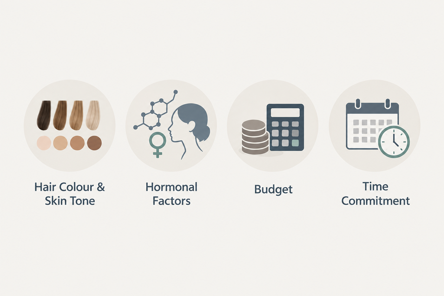 Infographic showing key factors for choosing a facial hair removal method including skin tone and