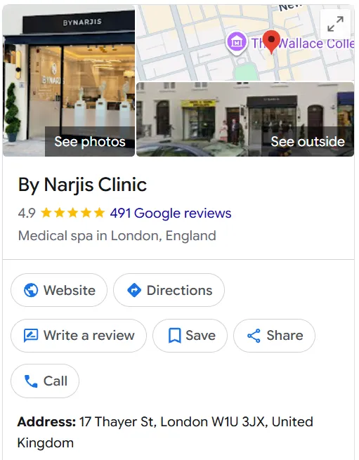 By Narjis Clinic Google Maps profile
