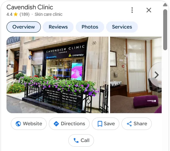 The Cavendish Clinic Google Maps profile