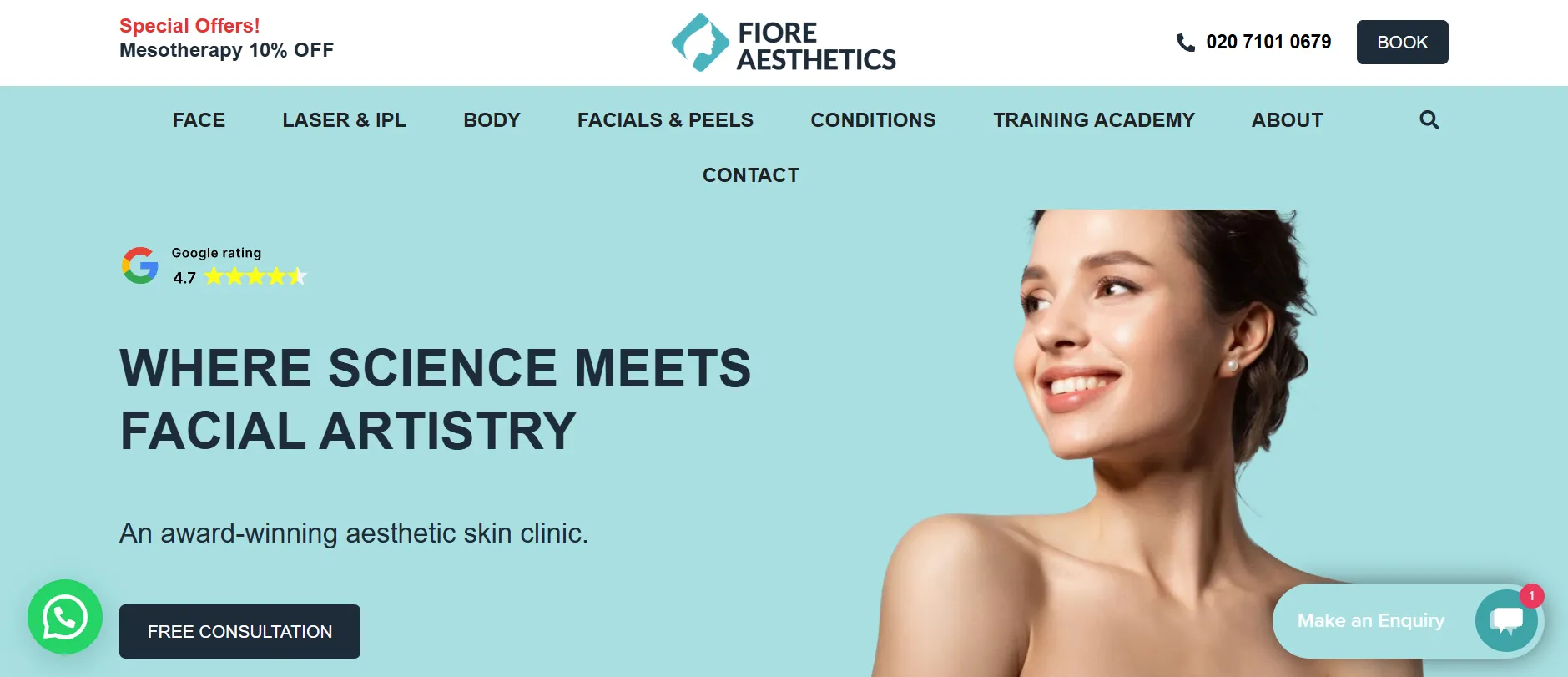 Fiore Aesthetics main page