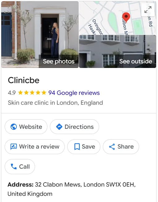 Clinicbe Google Maps profile