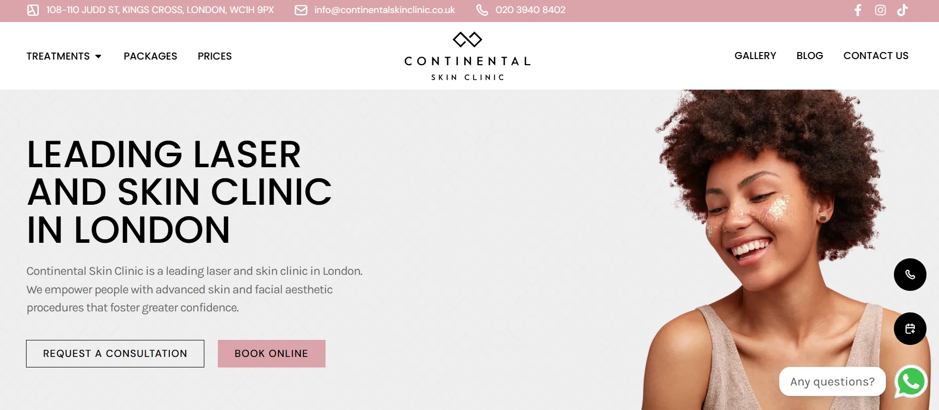 Continental Skin Clinic main page