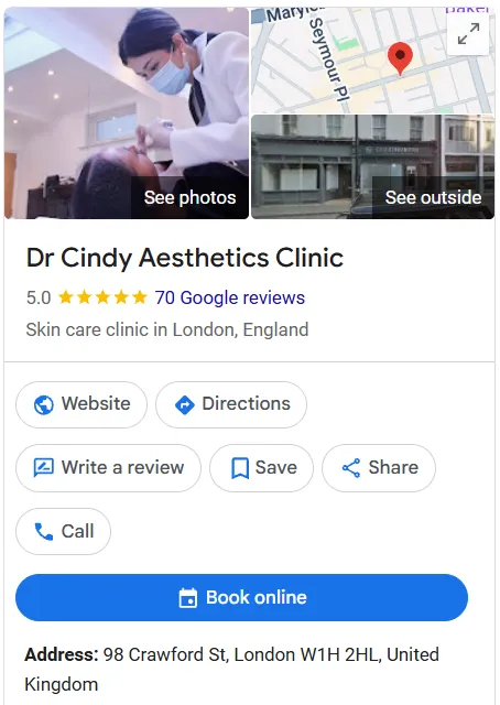 Dr Cindy Aesthetics Clinic Google Maps profile