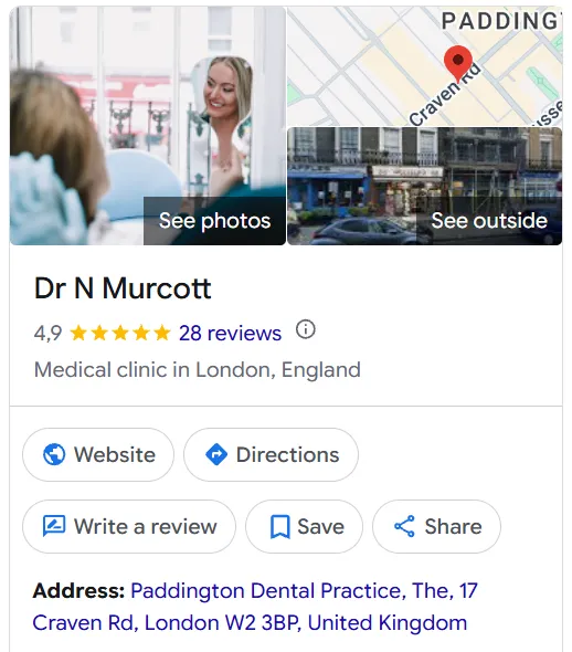 Dr N Murcott Google Maps profile