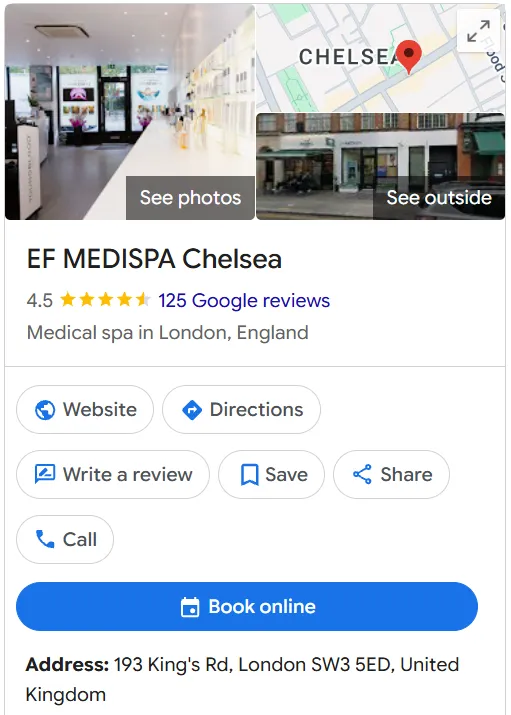 EF MEDISPA Google Maps profile
