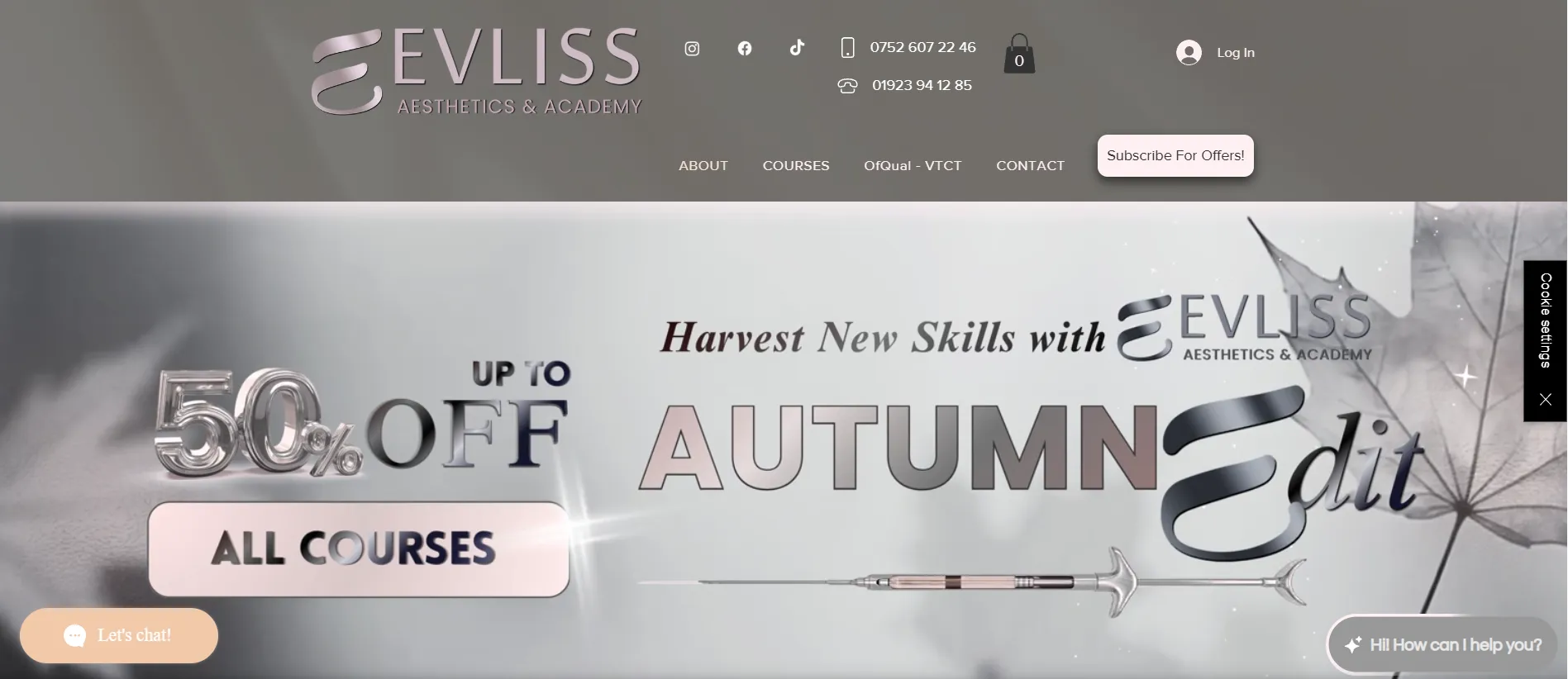 Evliss Clinic & Academy main page