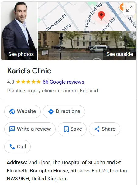 Karidis Clinic Google Maps profile