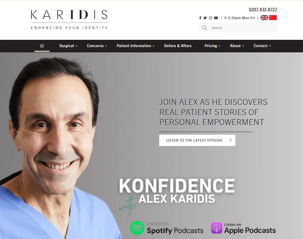Karidis Clinic main page