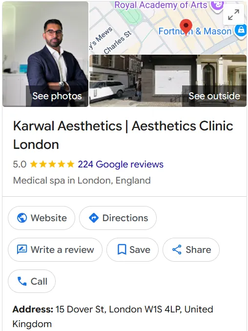 Karwal Aesthetics Google Maps profile