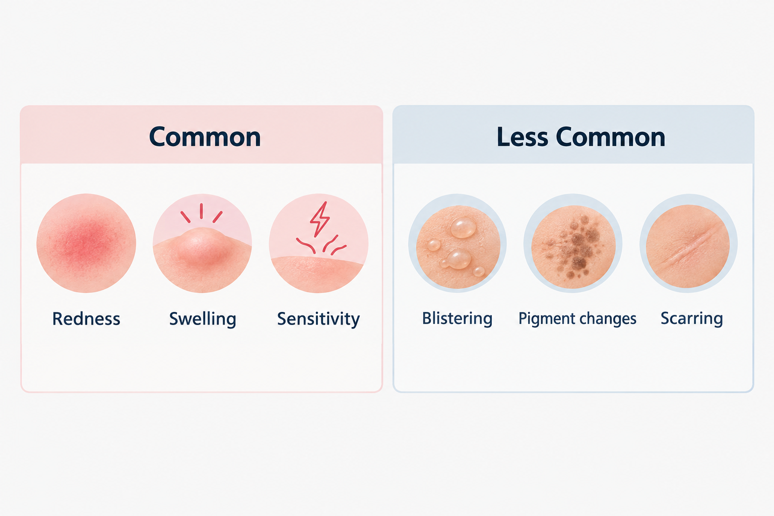 Common and less common side effects of laser skin treatments explained