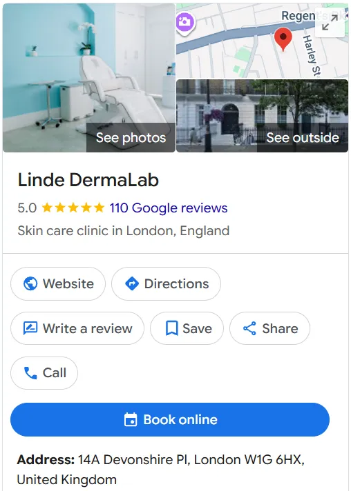 Linde DermaLab Google Maps profile