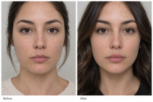 Lip flip before and after illustration showing subtle upper lip definition improvement