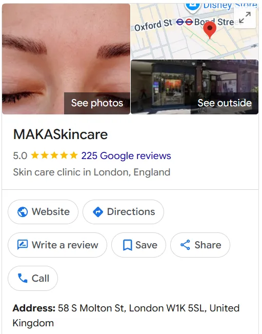 MAKASkincare Google Maps profile