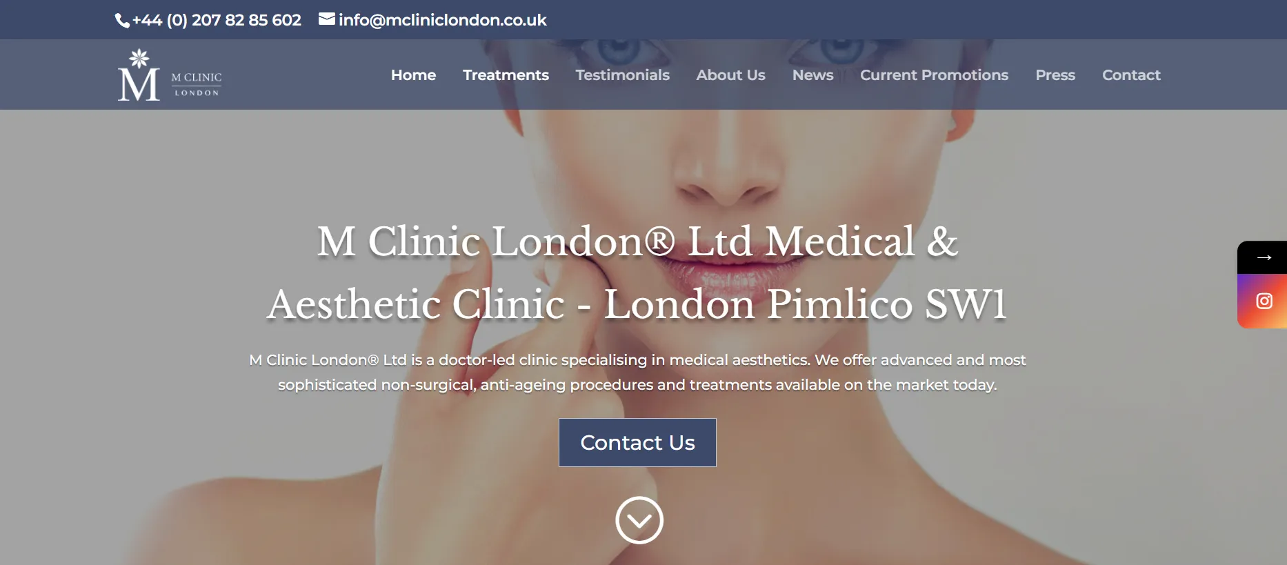 M Clinic London main page